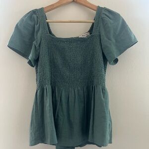 Madewell Linen Blend Peplum Top